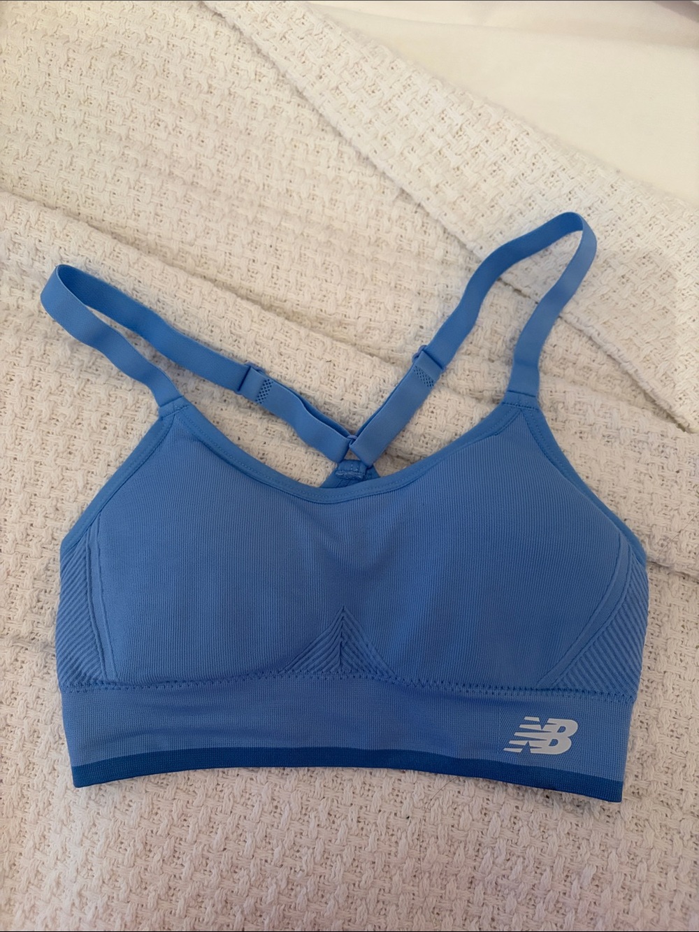New Balance Light Blue Racerback Seamless Sports Bra